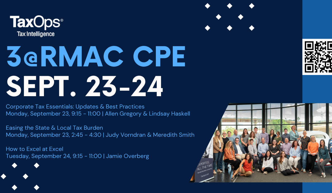 TaxOps Returns to RMAC for 2 Tax, 1 Technical CPE