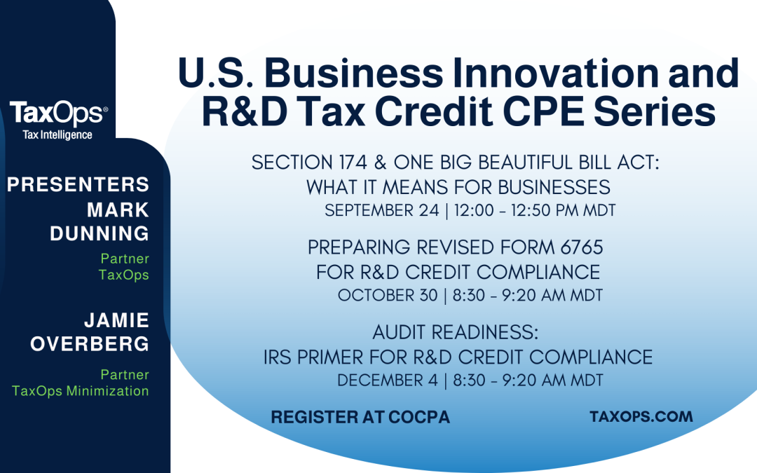 U.S. Business Innovation and R&D Tax Credit Series CPE