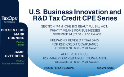 U.S. Business Innovation and R&D Tax Credit Series CPE
